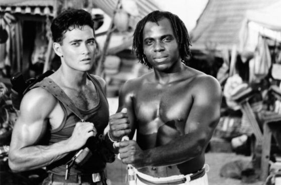 Mestre Amen Santo with Actor Mark Dacascos in 1993. Photo by Martial Arts Entertainment