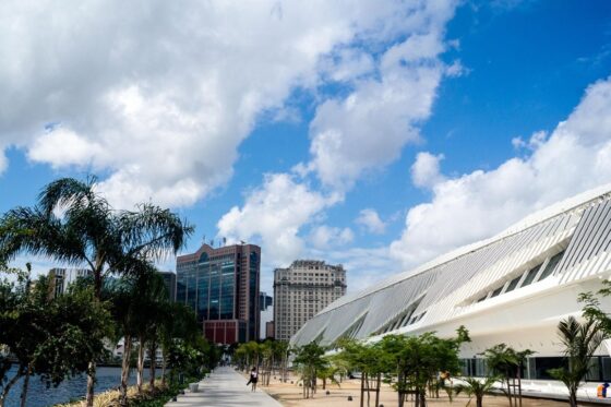 Image Brazil Spotlight Museum of Tomorrow in Niterio Rio de Janeiro Brazil