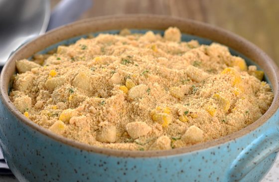 Farofa is a traditional cassava-flour side dish served throughout Brazil.