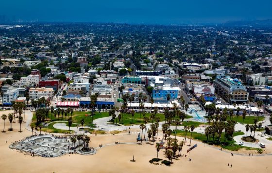 Vista aérea da famosa praia de Venice
