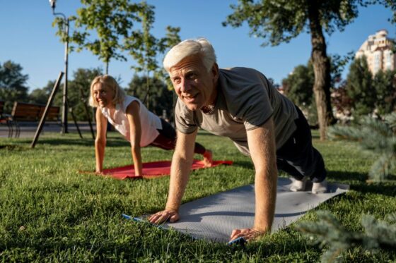 old people exercise health life