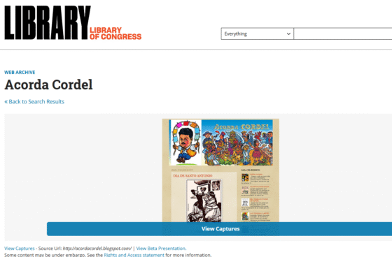 The Library of Congress’s online archive, offering access to thousands of Cordel chapbooks and preserving Brazil’s cultural history