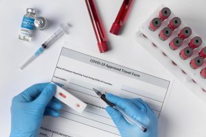 coronavirus assortment with blood samples and vaccine