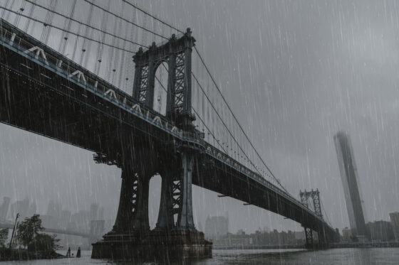 ponte do brooklyn em um dia chuvoso