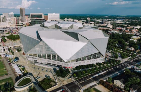 View of Mercedes Benz Stadium in Atlanta.
