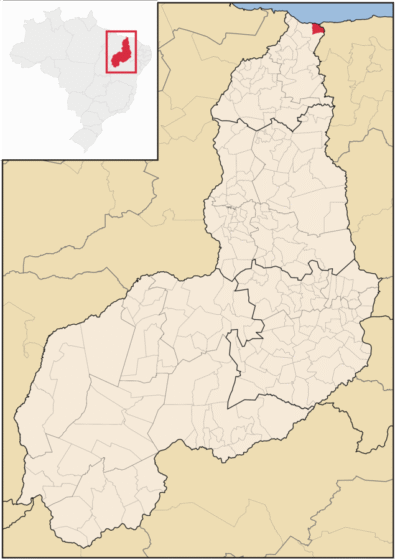 Cajueiro da Praia fica no extremo norte do Piauí, quase na divisa com o Maranhão. Mapa criado por Raphael Lorenzeto de Abreu